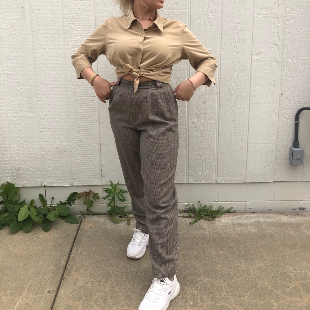 Tan pleated dress pants